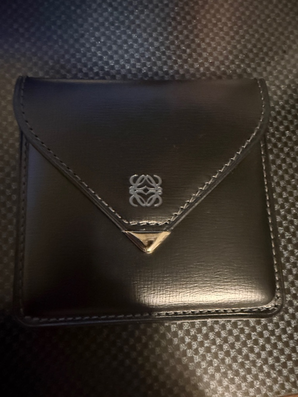 Loewe Madrid Black Leather Coin Pouch with Gold Accent - No Box